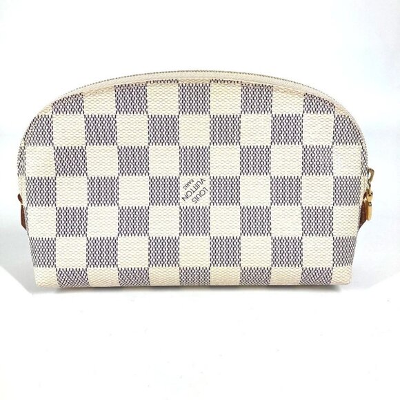 LOUIS VUITTON N60024 Damier Azur Pochette-Cosmetics Pouch Canvas White - Picture 1 of 15